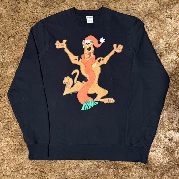 Vintage Scooby Doo Chirstmas Crewneck Sweatshirt Black Medium - Picture 1 of 6